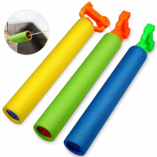 3 Stück Ausziehbare Wasserpistole für Kinder, Pe-Schaum-Design, Sommer-Wasserpistole